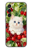 Le Balvo Samsung Galaxy S23 Uyumlu Kirazlı Kedi Baskılı Silikon Kılıf