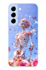 Le Balvo Samsung Galaxy S22 Uyumlu İskelet Çiçekleri Baskılı Silikon Kılıf