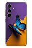 Le Balvo Samsung Galaxy S24 Uyumlu Mavi Kelebek Baskılı Silikon Kılıf