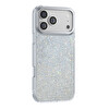 Başkenttekno iPhone 18 Pro Max MagSafe Kılıf El İşlemeli Swarovski Taşlı Riva Sert PC Kapak Gümüş