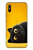 Le Balvo Redmi 9A Uyumlu Yan Bakan Siyah Kedi Baskılı Silikon Kılıf