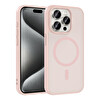 Başkenttekno iPhone 15 Pro Kılıf Mat Magsafe Şarj Hassas Butonlu Renkli Yumuşak Kenarlı Premium Babet Kapak Pembe