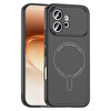Başkenttekno Honor 600 5G Uyumlu MagSafe Özellikli Elio Kamera Korumalı Sert Kapak Kılıf Siyah 