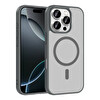 Başkenttekno iPhone 16 Pro Max Kılıf Mat Magsafe Şarj Hassas Butonlu Renkli Yumuşak Kenarlı Premium Babet Kapak Gri 