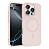 Başkenttekno iPhone 16 Pro Max Kılıf Mat Magsafe Şarj Hassas Butonlu Renkli Yumuşak Kenarlı Premium Babet Kapak Pembe