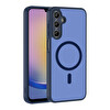 Başkenttekno Samsung Galaxy A15 Uyumlu Kılıf Mat Magsafe Şarj Hassas Butonlu Yumuşak Kenarlı Premium Kapak Lacivert 