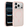 Başkenttekno iPhone 17 Pro Kılıf Mat Magsafe Şarj Hassas Butonlu Renkli Yumuşak Kenarlı Premium Babet Kapak Pembe