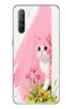Le Balvo Oppo Reno 3 Uyumlu Pembeli Kedi Baskılı Silikon Kılıf