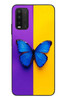 Le Balvo Redmi 9T Uyumlu Mor Sarı Kelebek Baskılı Silikon Kılıf