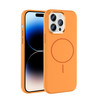 Başkenttekno iPhone 14 Pro Max Manyetik MagSafe Şarj Metal Kamera Korumalı Edi Silikon Soft Silikon Kılıf Turuncu
