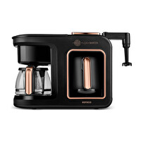 Karaca Hatır Plus Barista Steel 6 in 1 Konuşan Latte Cappuccino ve Közde Türk Kahve Makinesi Black Copper