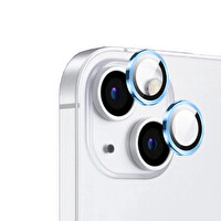 Zore Apple iPhone 14 Cl-12 Premium Safir Parmak İzi Bırakmayan Anti-Reflective Kamera Lens Koruyucu Sierra Mavi