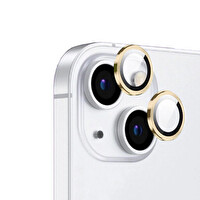 Zore Apple iPhone 15 Cl-12 Premium Safir Parmak İzi Bırakmayan Anti-Reflective Kamera Lens Koruyucu Sarı