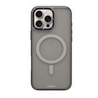 Youngkit Apple iPhone 16 Pro Kılıf M-Safe Şarj Özellikli Cam Arka Yüzey Tpu Gemstone Serisi Kapak - Gri̇