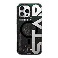 Youngkit Apple iPhone 16 Pro Kılıf M-Safe Şarj Özellikli Airbagli Hologram Tasarımlı Youngkit Interstellar Serisi Kapak - Siyah Beyaz