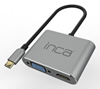 Inca Itpc-06Tx Type-C Hub X4 Hdmi 4K@30 Hz+ Vga+ USB 3.0+Pd 100W Aluminyum Kasa