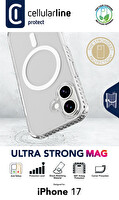 Cellularline iPhone 17 Tetraforce Magsafe Ultra Koruma Seffaf Kılıf
