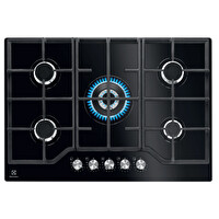 Electrolux KGG75362K 600 Serisi StepPower 75 cm Döküm Izgaralı WOK Bekli Siyah Cam Gazlı Ankastre Ocak