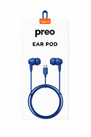 Preo Ear Pod Type-C Kulakiçi Silikonlu Kulaklık Mavi