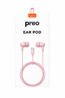 Preo Ear Pod Type-C Kulakiçi Silikonlu Kulaklık Pembe