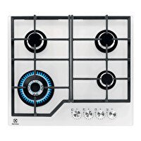 Electrolux KGG64362W Gazlı Döküm Izgaralı Wok Beyaz Cam Ankastre Ocak