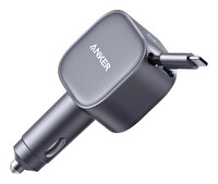 Anker Nano 75W USB-C Port Dahili Geri Çekilebilir USB-C Kablolu Gri Araç Şarj Cihazı A2738