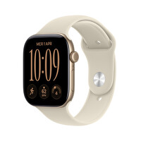Apple Watch Series 12 GPS 46mm Uçuk Altın Alüminyum Kasa ve Kum Beji Spor Kordon - M/L