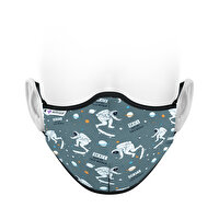 MediFash Aura Junior-Space TSE K599 Belgeli %90 Bakteri Filtresi 3 Katmanlı Fiber Kumaş Ayarlanabilir Kulak Aparatı Burun Telli Tekli Paket 60 Derecede Yıkanabilir Çocuk Maskesi