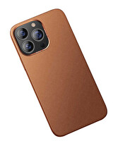 Benks Magsafeli Hakiki Deri iPhone 13 Pro Max Kahverengi Kılıf 