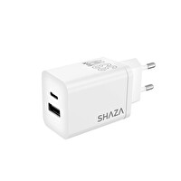 Shaza Çift Çıkışlı USB QC3.0 + Type-C PD 33W Şarj Adaptörü