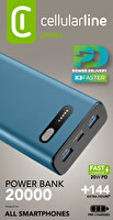 Cellularline PD 20W Hızlı Şarj 20.000 MAH Yeşil Powerbank PBFAST01PD20000G