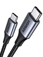 Ugreen USB-C 240W Örgülü 1 m Siyah Hızlı Şarj Kablosu