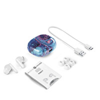 Cellularline Music Sound Fancy TWS Silikon Mavi Dalgalı Kulaklık 