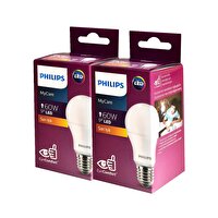 Philips LEDBulb 9-60W E27 2700K Sarı Işık 2'li Ekopaket