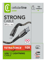 Cellular Line Siyah Tetra Force 1M Lightning Kablo