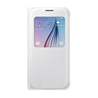 SAMSUNG GALAXY S6 S-VIEW DERİ BEYAZ CEP TELEFONU KILIFI