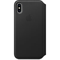 Apple iPhone X Siyah Deri Folyo Kılıf MQRV2ZM/A