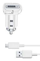 Cellular Line 10W Kablo + Adaptör Beyaz Micro USB Araç Şarjı