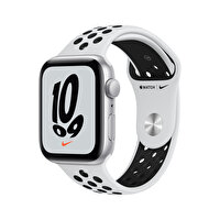 Apple Watch Nike SE GPS 44MM Gümüş Alüminyum Kasa Saf Platin/Siyah Nike Spor Kordon