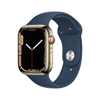 Apple Watch Series 7 GPS + Cellular 45MM Altın Paslanmaz Kasa Abis Mavisi Spor Kordon