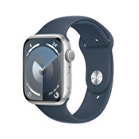 Apple Watch Series 9 Gps 45mm Gümüş Alüminyum Kasa Ve Storm Mavi Sport Band - M/l