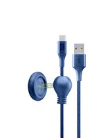 Cellularline Click Cable USBDATABUTTYC1MB Masaya Monte Edilebilen Mıknatıslı USB-A - USB-C Şarj Kablosu 1.5M Mavi