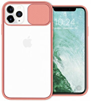 Preo iPhone 13 ProMax Sürgülü Kamera Korumalı Telefon Kılıfı Pembe Kenar