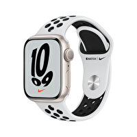 Apple Watch Nike Series 7 GPS  41MM Yıldız Işığı Alüminyum Kasa Saf Platin/Siyah Nike Spor Kordon