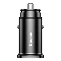 Baseus Square Metal CCALL-AS01 30W QC 3.0 PD Type-A ve USB-C Girişli Hızlı Araç Şarj Cihazı Siyah