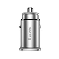 Baseus Square Metal CCALL-AS0S 30W QC 3.0 PD Type-A ve USB-C Girişli Hızlı Araç Şarj Cihazı Gümüş