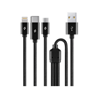 Ttec AlumiCable Trio Şarj Kablosu 1 M Type-C Lightning  Siyah Micro USB