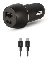 Ttec SmartCharger Duo PD 32W USB-C + USB-A Araç Hızlı Şarj Aleti USB-C - USB-C 65W Kablo Siyah