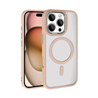 Zore Krom Magsafe iPhone 16 Pro Max Bej Gold Sert Kapak