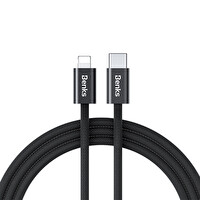 D46 Type-C to Lightning 1M Siyah Hızlı Şarj Kablosu